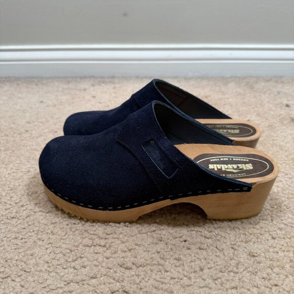 Skandals Swedish Clogs Size 42 US 10.5 Blue Suede Mule Slip On Casual - Picture 4 of 11